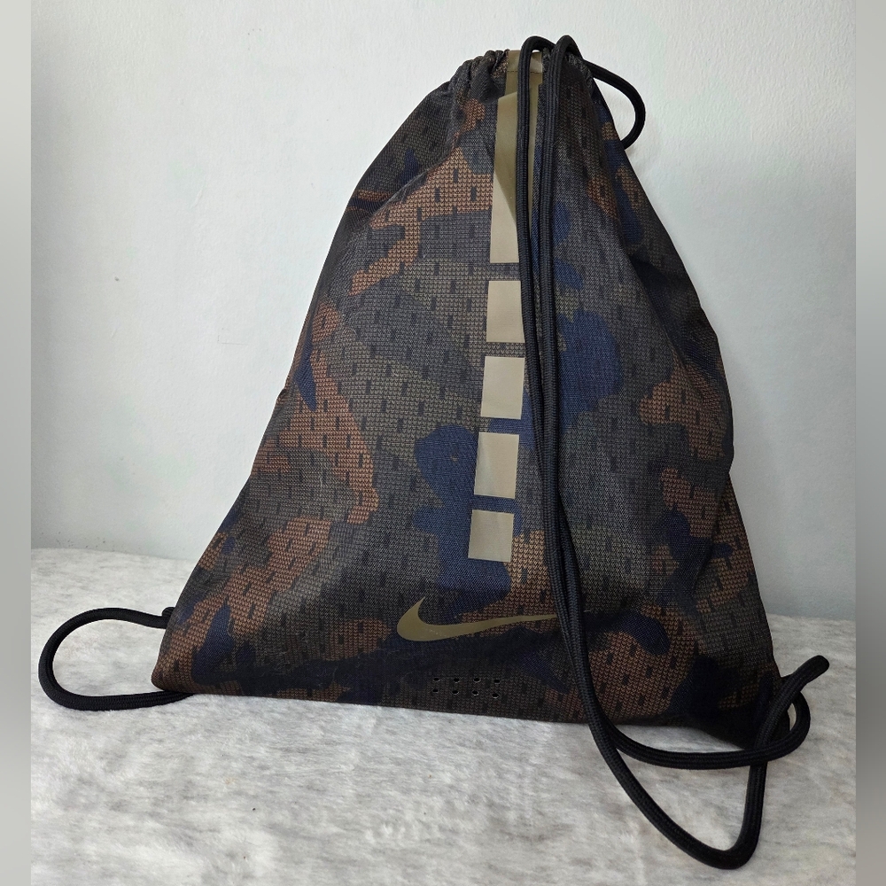 Nike Earth Brown Camo Print Gymsack Drawstring Backpack
